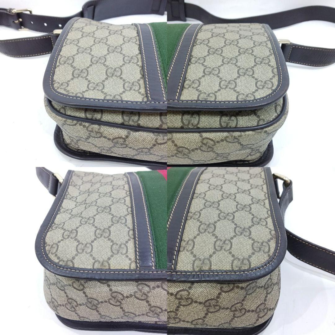 グッチ オフィディア ショルダーバッグ レザー×PVC GG柄 ブラウン