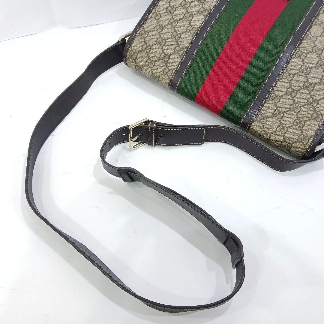 グッチ オフィディア ショルダーバッグ レザー×PVC GG柄 ブラウン