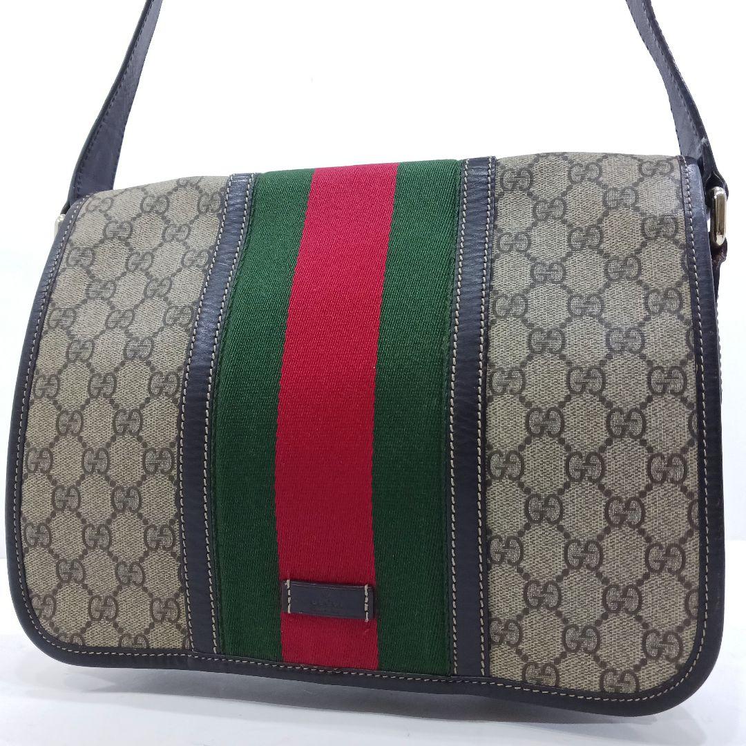 グッチ オフィディア ショルダーバッグ レザー×PVC GG柄 ブラウン