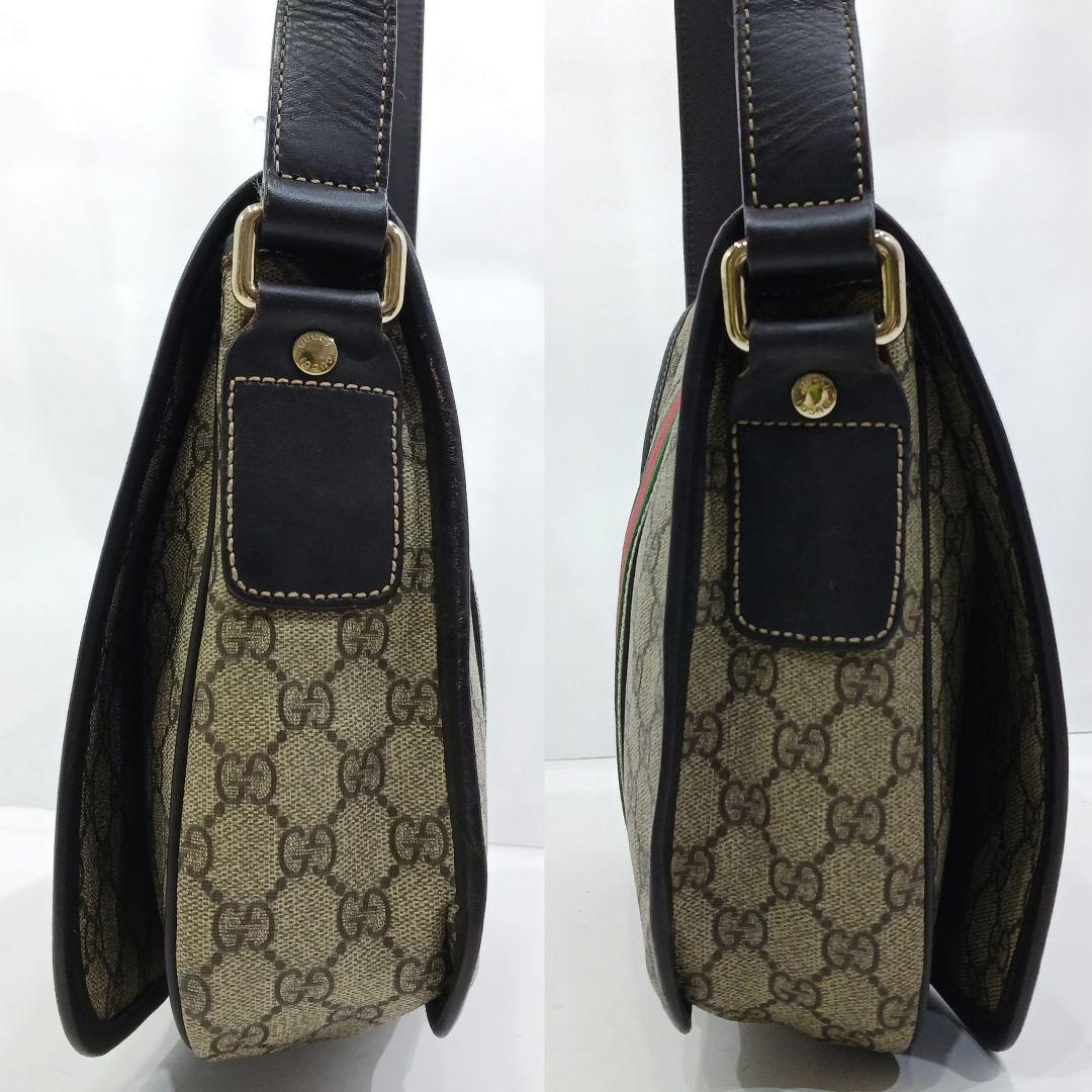 グッチ オフィディア ショルダーバッグ レザー×PVC GG柄 ブラウン