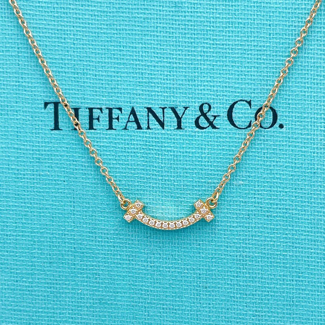 Tiffany & Co. ネックレス　Tスマイル　YG750 ダイヤモンド