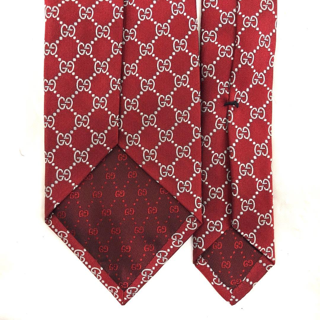 M05/014 GUCCI グッチ シルクジャガードネクタイ レッド