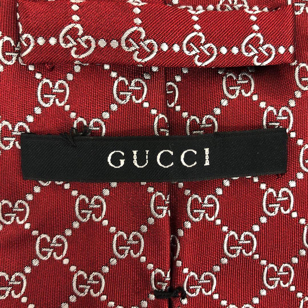 M05/014 GUCCI グッチ シルクジャガードネクタイ レッド