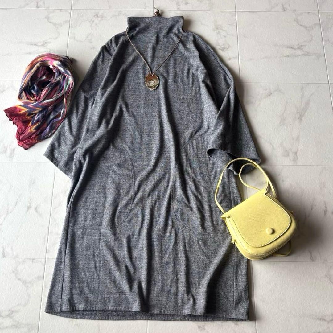 美品*ヨーガンレール コットン タートルネック ドルマンチュニック グレー