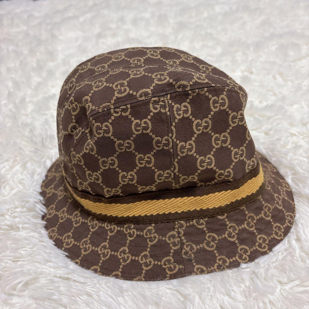 美品✨グッチ GG キャンバス バケットハット シェリーライン ハット　帽子