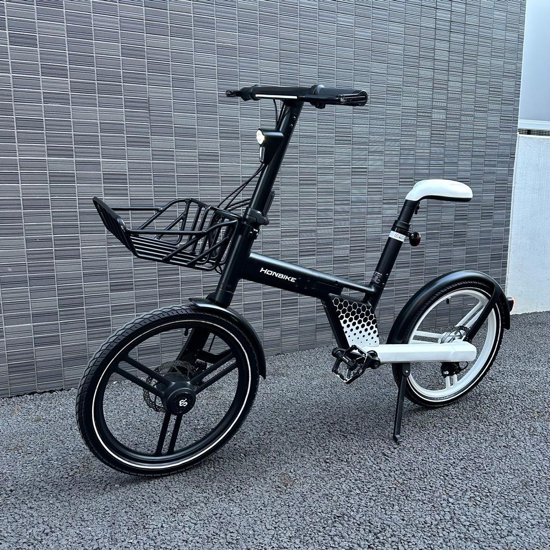 HONBIKE 電動アシスト自転車 前カゴ付走行142キロ