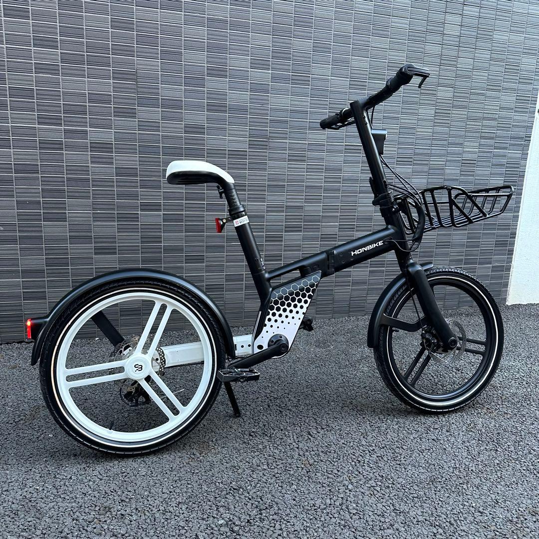 HONBIKE 電動アシスト自転車 前カゴ付走行142キロ