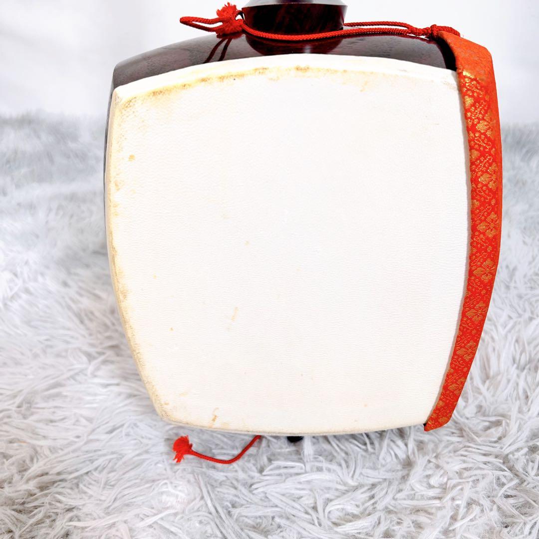 【希少】民謡三味線　中棹　紅木　正寸　2本溝　丸打胴　皮やぶれなし　本皮