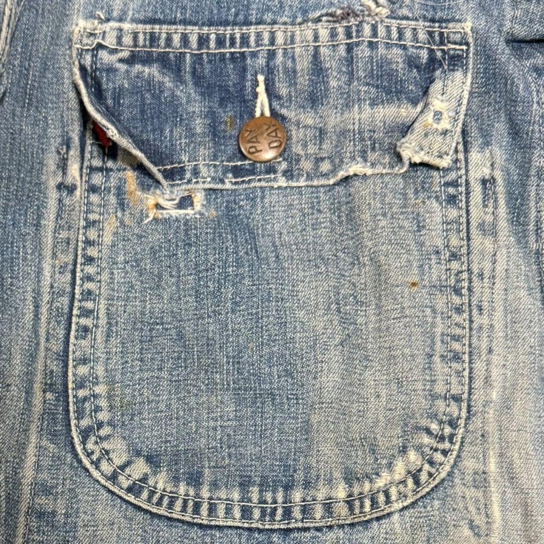 50s PAY-DAY デニムカバーオール 42 ボロ フェード