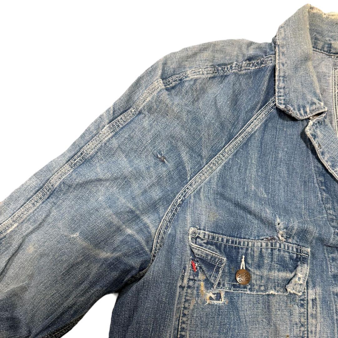 50s PAY-DAY デニムカバーオール 42 ボロ フェード