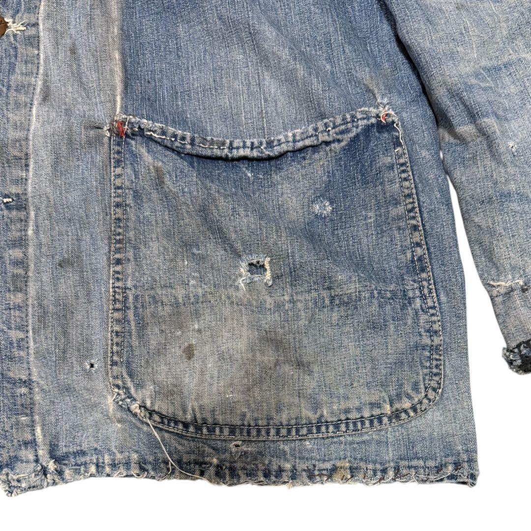 50s PAY-DAY デニムカバーオール 42 ボロ フェード