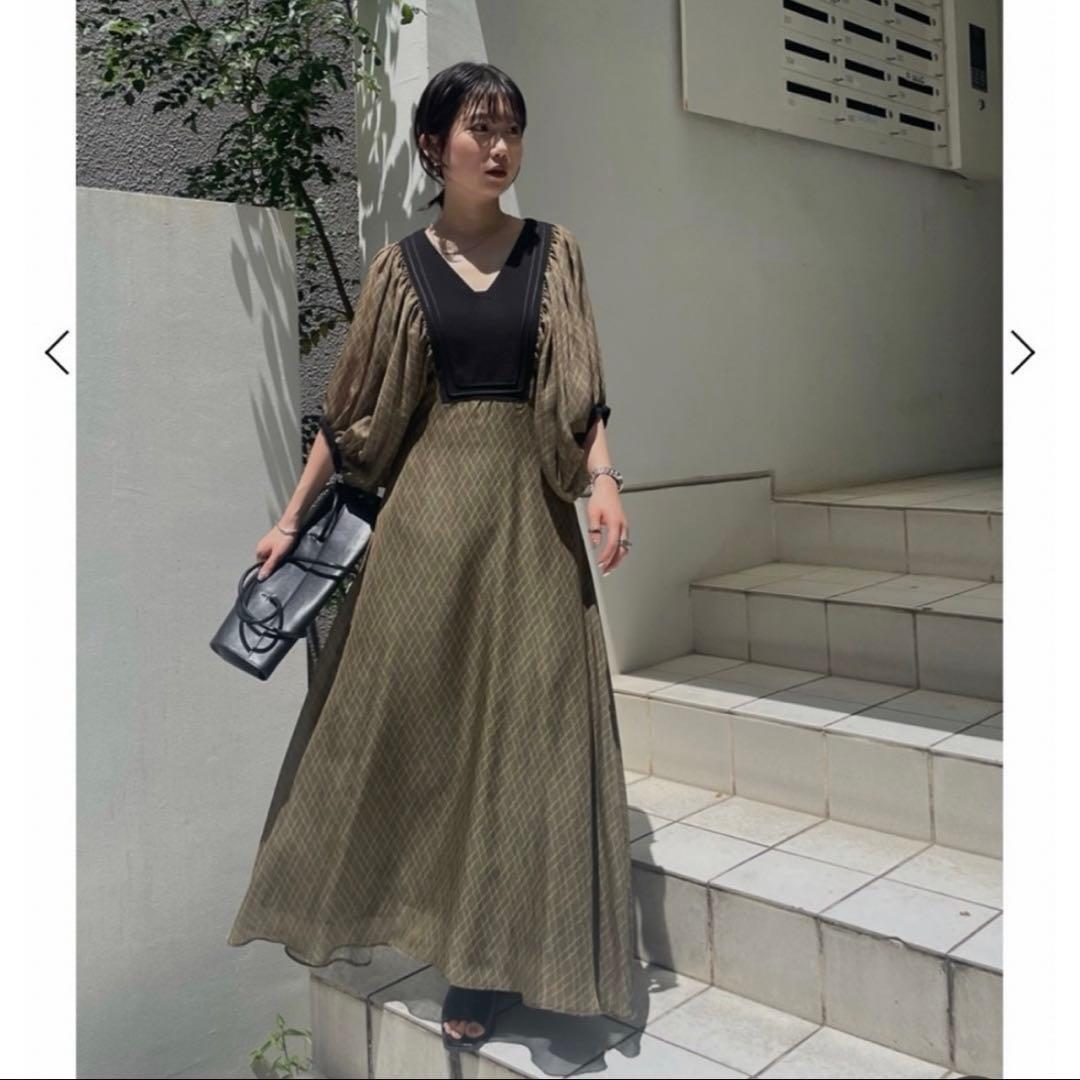 Ameri GEOMETRIC RHOMBUS DRESS ブラック