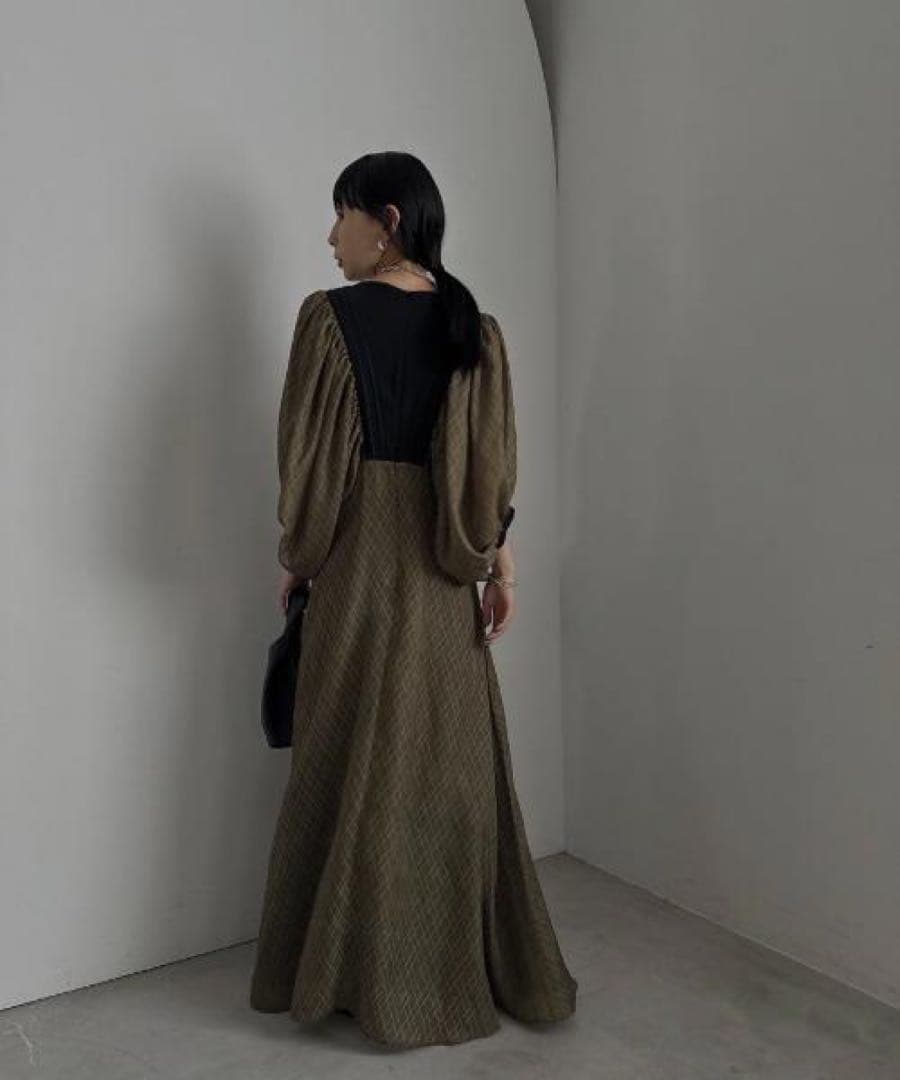 Ameri GEOMETRIC RHOMBUS DRESS ブラック