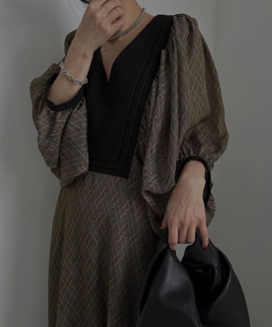 Ameri GEOMETRIC RHOMBUS DRESS ブラック