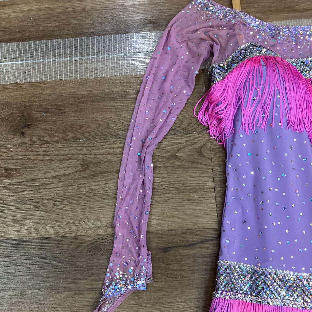 2.3 競技ダンス ラテン バトン用 ドレス パープル ピンク 社交ダンス