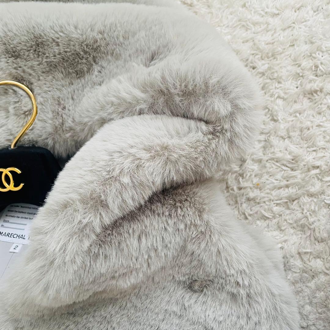 美品✨マルシャルテル♡ふわふわファーキルティングダウンベスト　ゆったり　グレー