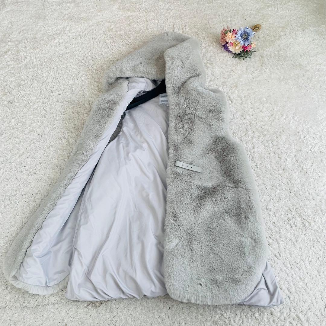 美品✨マルシャルテル♡ふわふわファーキルティングダウンベスト　ゆったり　グレー