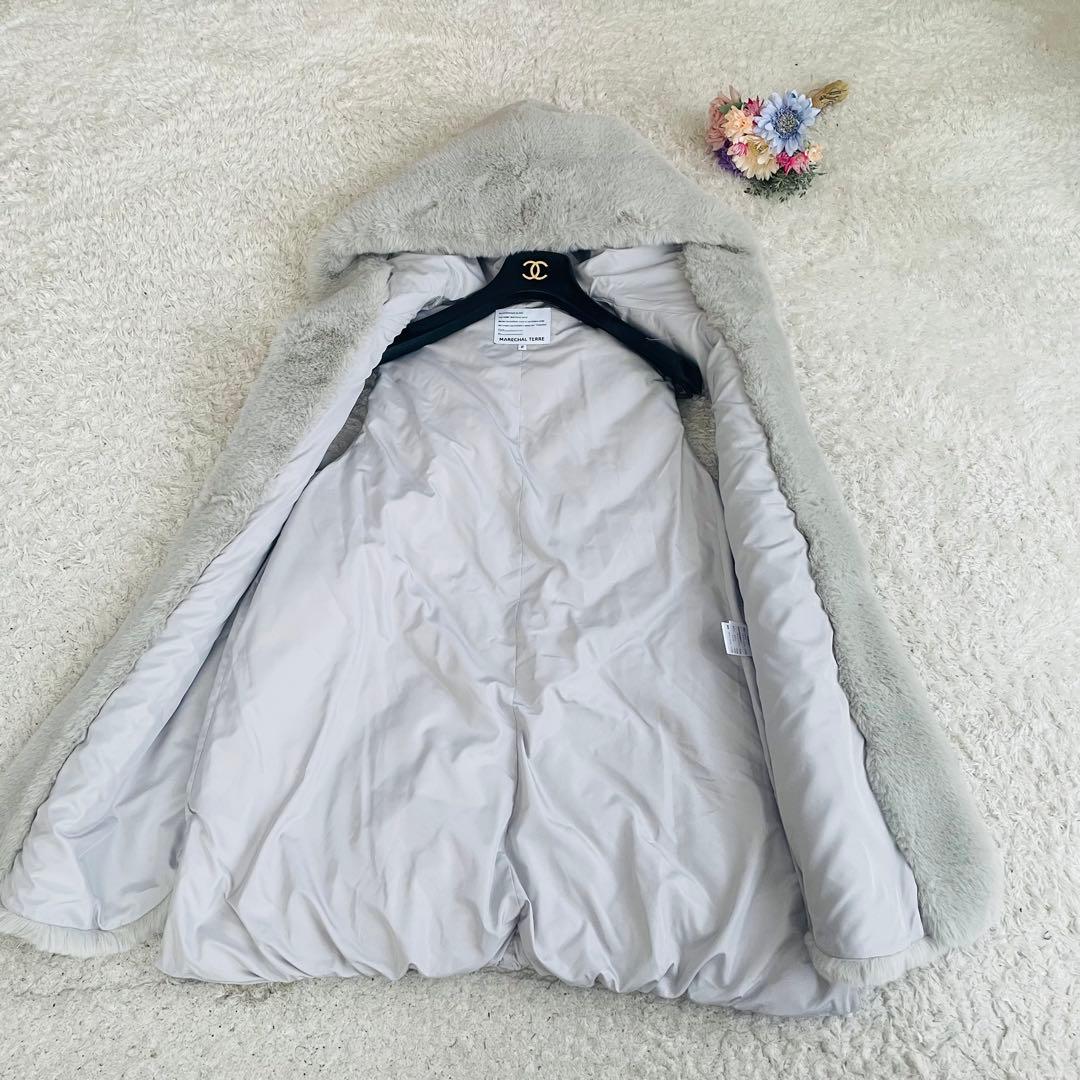 美品✨マルシャルテル♡ふわふわファーキルティングダウンベスト　ゆったり　グレー