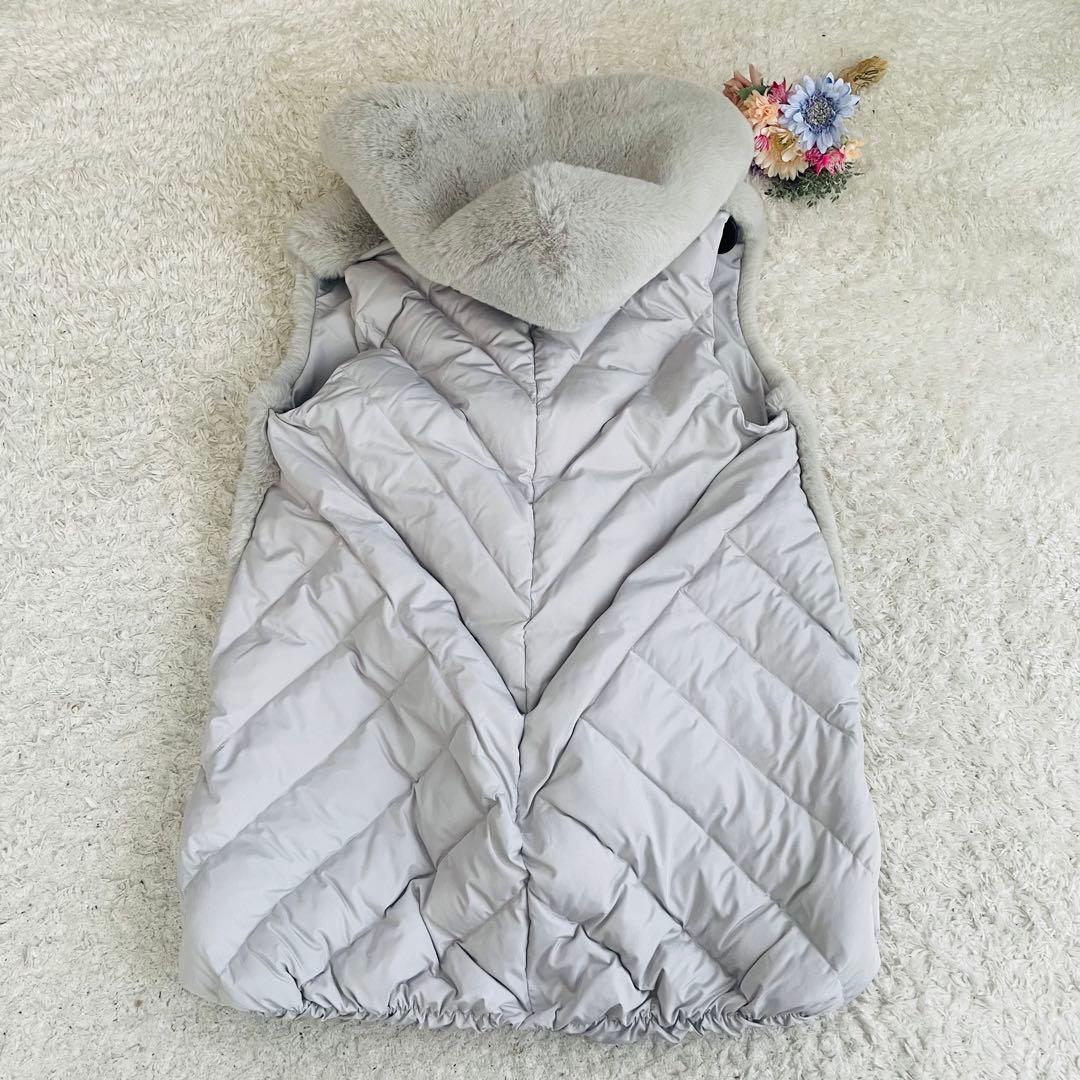 美品✨マルシャルテル♡ふわふわファーキルティングダウンベスト　ゆったり　グレー