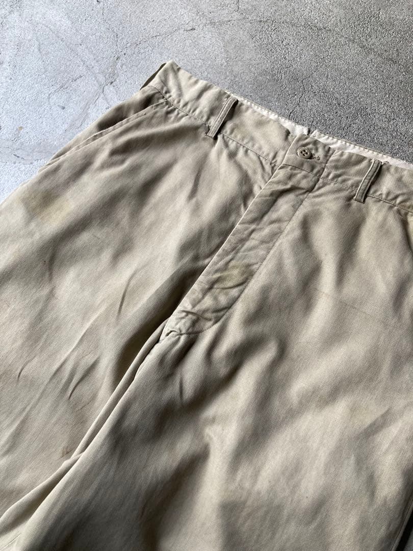 50s US ARMY チノパン 米軍 実物 30×29 アルミジップ ボロ