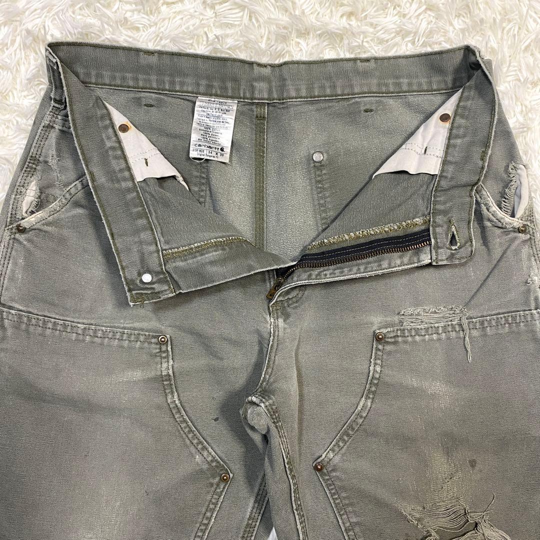 ワ*ル様 襤褸・鬼フェード　カーハート　ダブルニー　モスグリーン　B136 MO