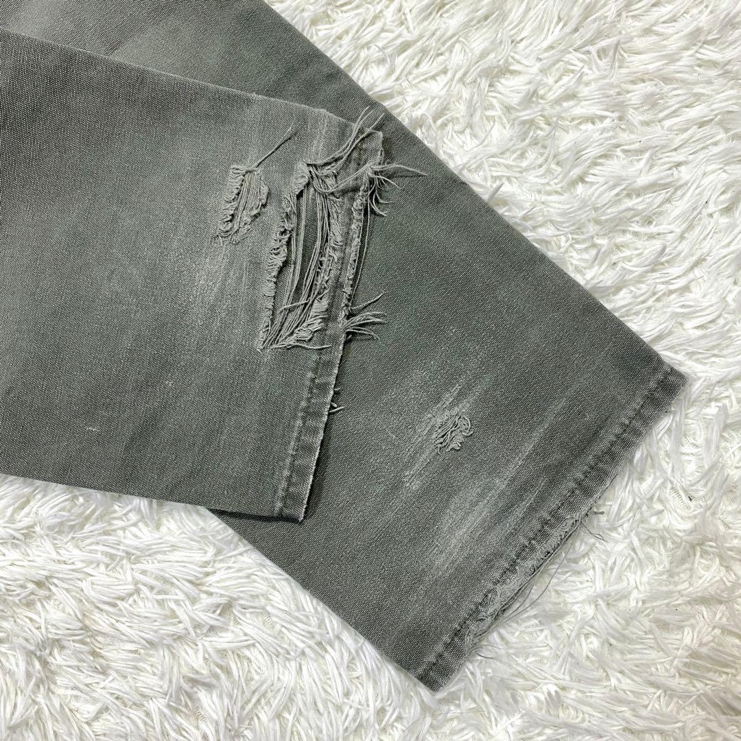 ワ*ル様 襤褸・鬼フェード　カーハート　ダブルニー　モスグリーン　B136 MO