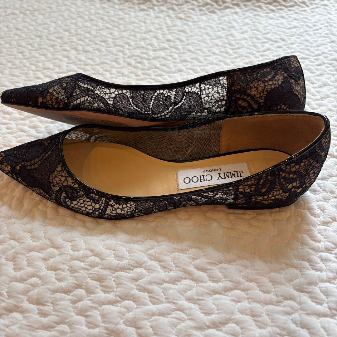 JIMMY CHOO ブラックレースシューズ　35