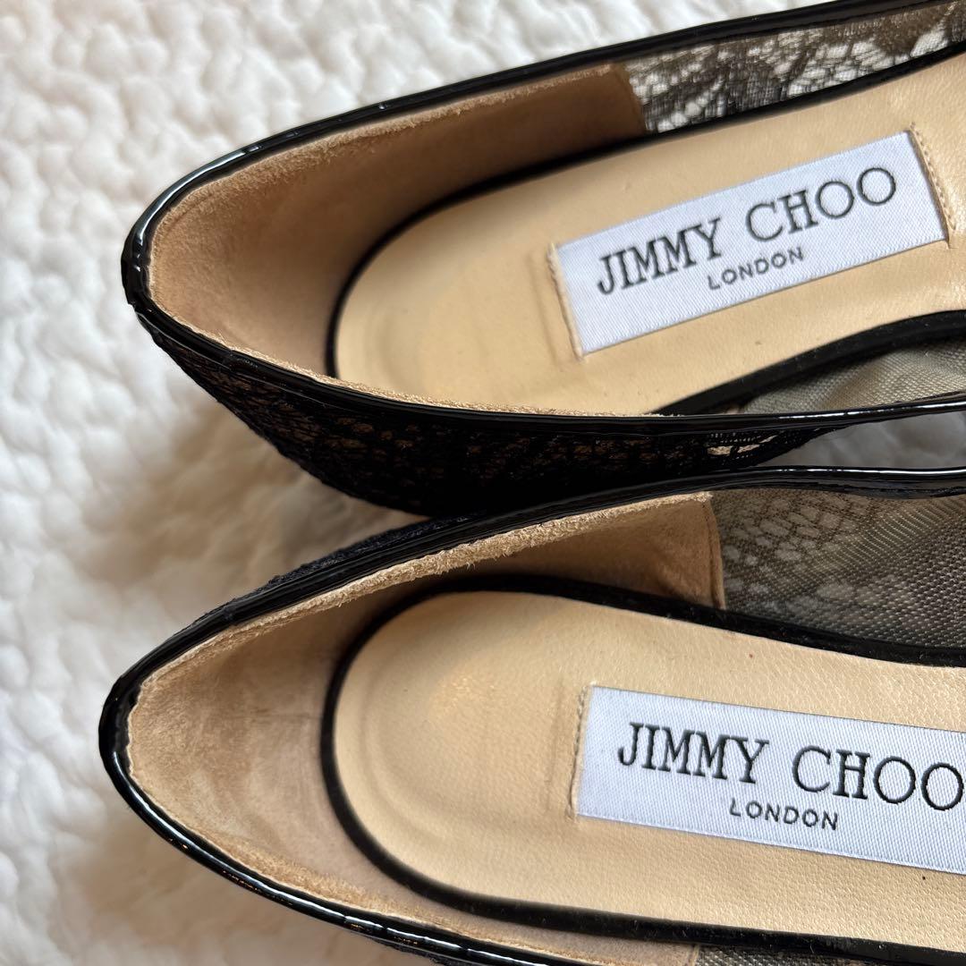 JIMMY CHOO ブラックレースシューズ　35