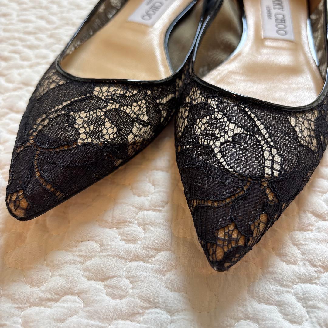 JIMMY CHOO ブラックレースシューズ　35