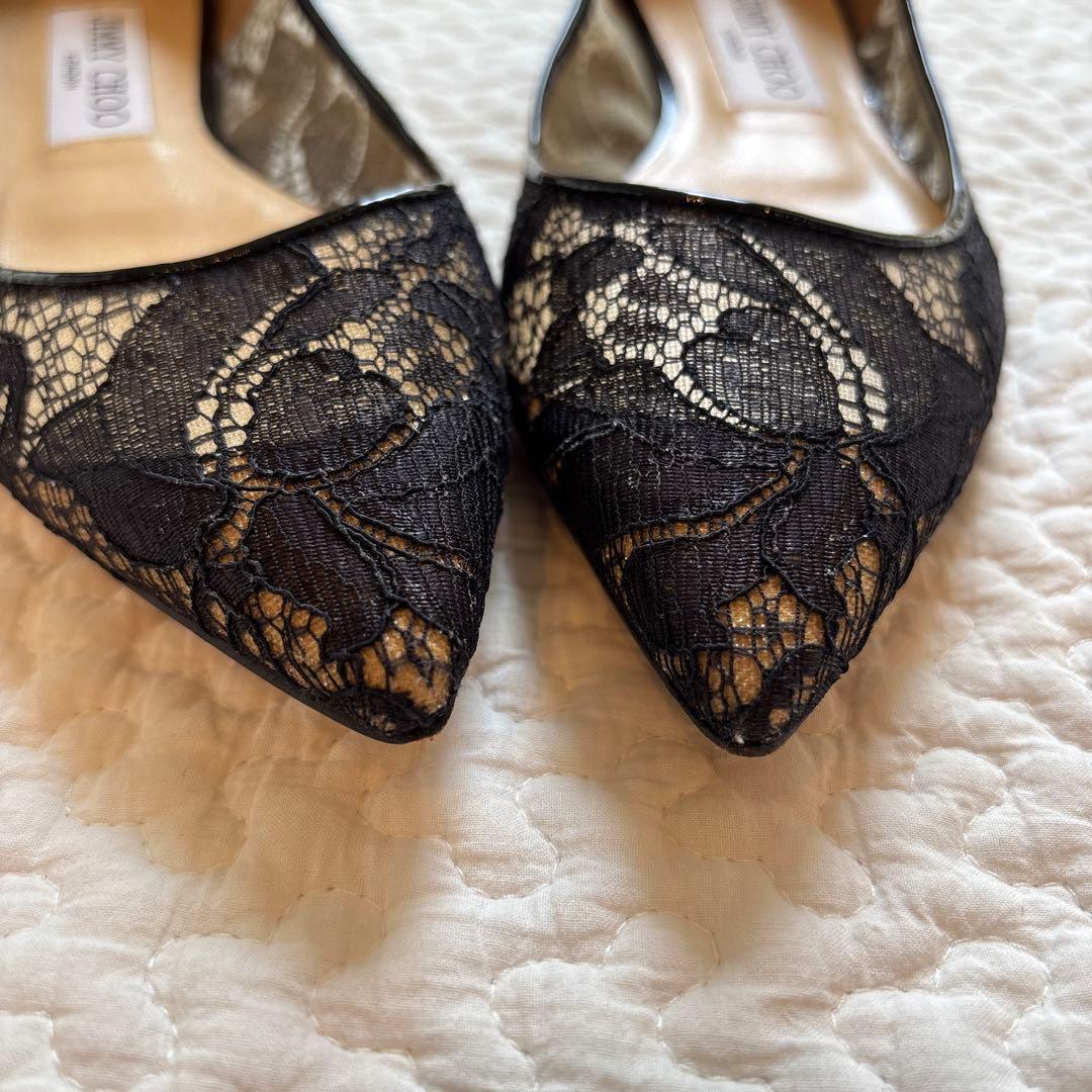 JIMMY CHOO ブラックレースシューズ　35