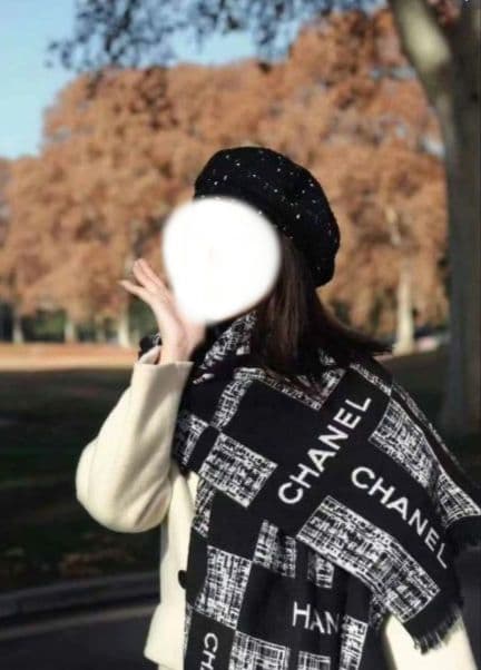 お値下げ！CHANEL　ストール　マフラー カシミアシルク　ブラック