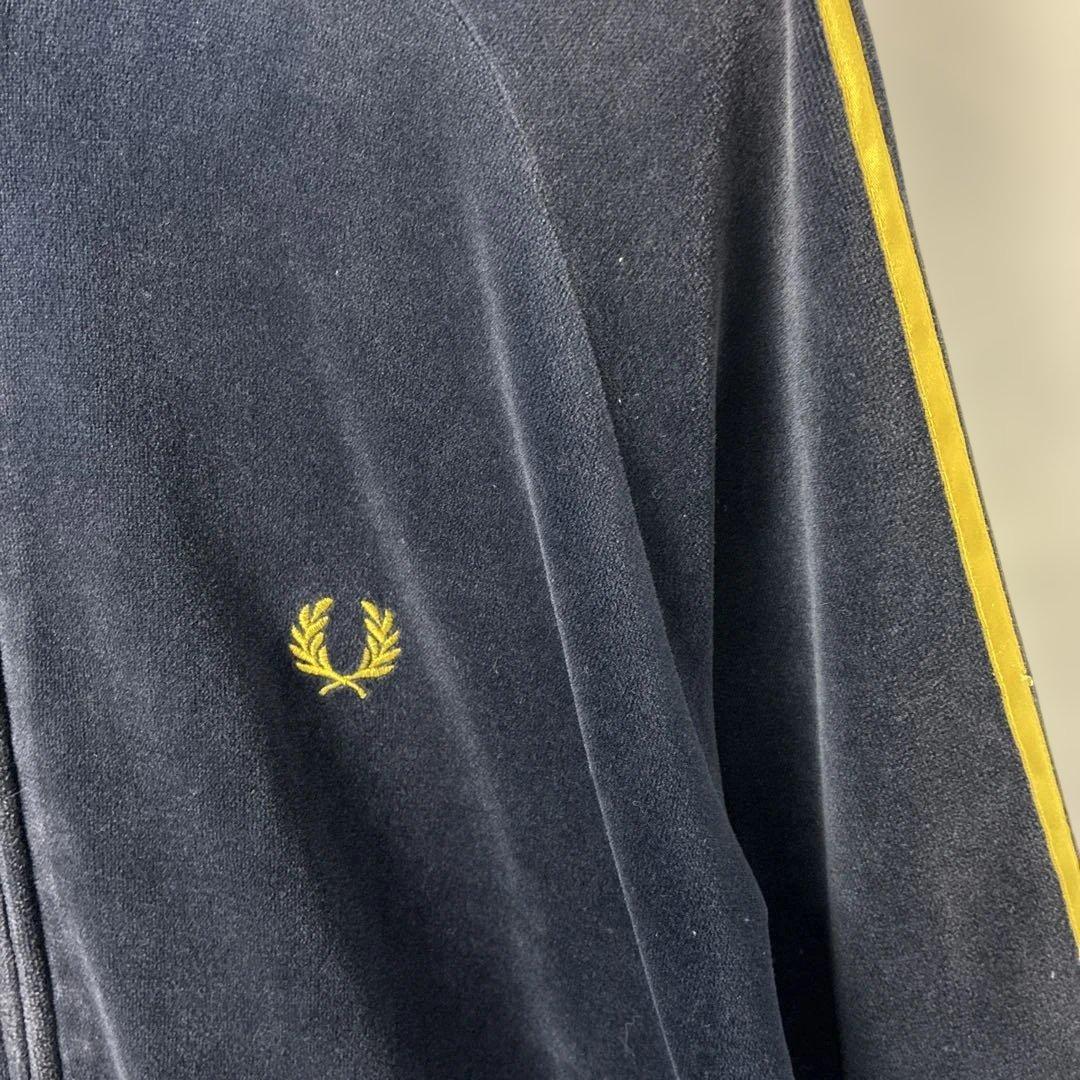 トラックジャケット　ベロア　フレッドペリー　ブラック　刺繍　ジャージ　Fred