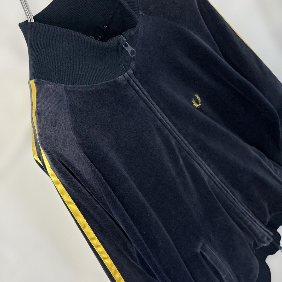 トラックジャケット　ベロア　フレッドペリー　ブラック　刺繍　ジャージ　Fred