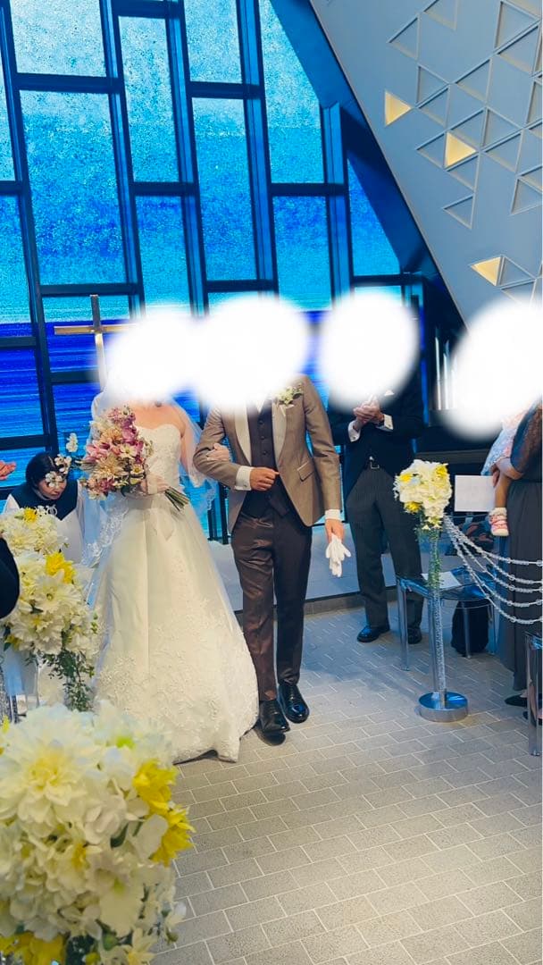 ウェディングドレス　サテン　チャペル　9号　結婚式　前撮り　ドレス