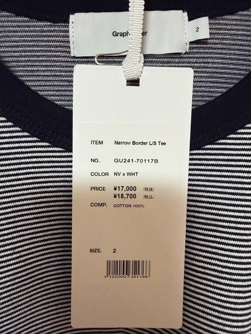 トップス 24ss graphpaper Narrow Border L/S Tee