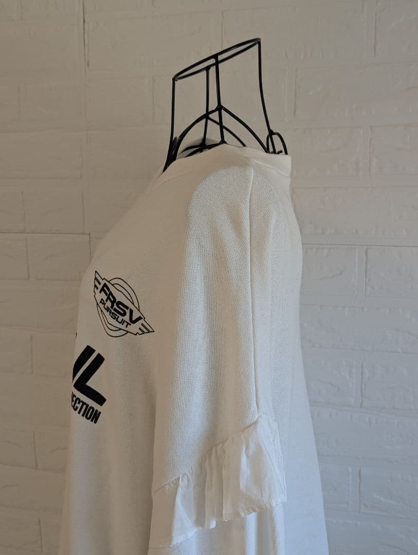 ローズバッド 完売品 スポーツロゴフリルドッキングチュニック スウェット 白