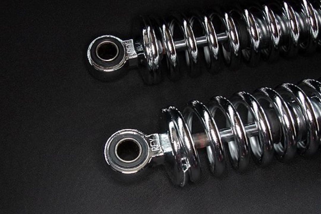 【575】 新品 メッキ 325mm 細巻き リア サスペンション 当時仕様