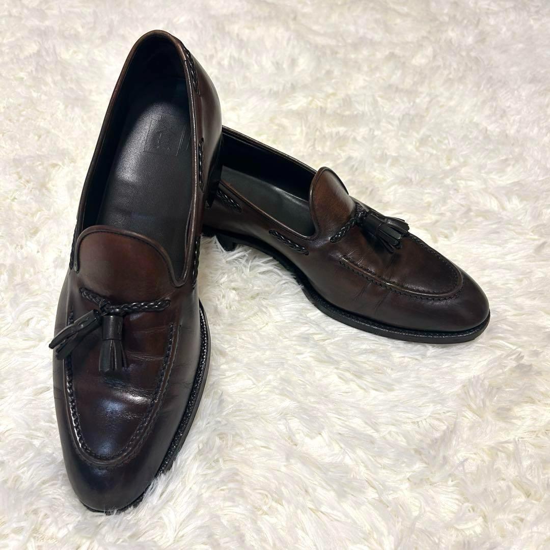 が*離様 三陽山長 鹿三郎 レザー タッセルローファー 7 25cm 革靴 ダー