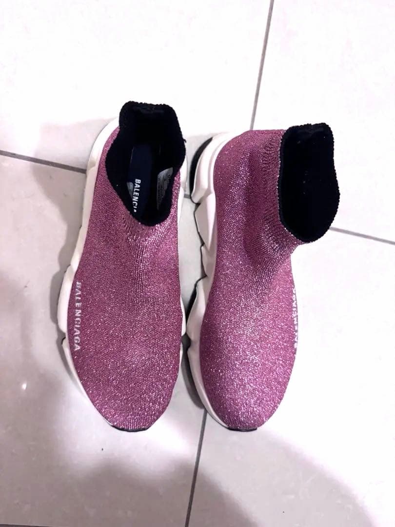 希少色✨ピンクラメ　美品　BALENCIAGA スピードトレーナー