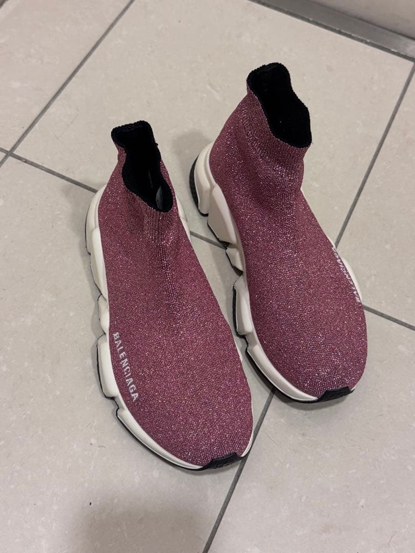 希少色✨ピンクラメ　美品　BALENCIAGA スピードトレーナー