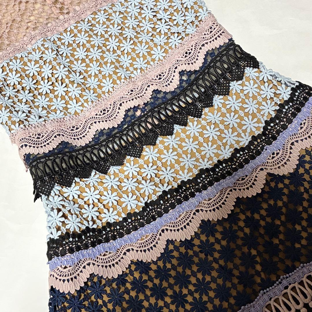 セルフポートレート　ワンピース　ノースリーブ　レース　フリル　パーティー