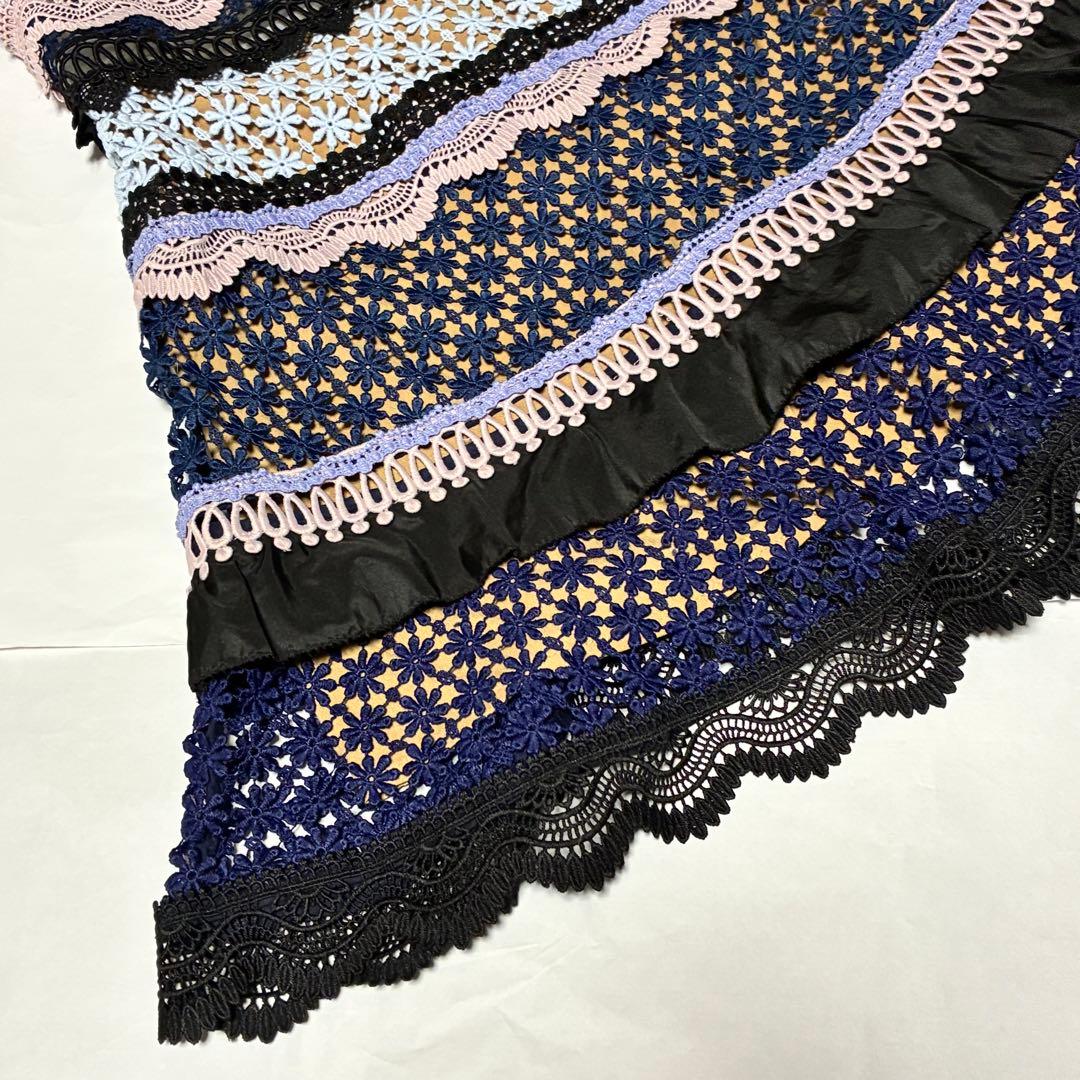 セルフポートレート　ワンピース　ノースリーブ　レース　フリル　パーティー