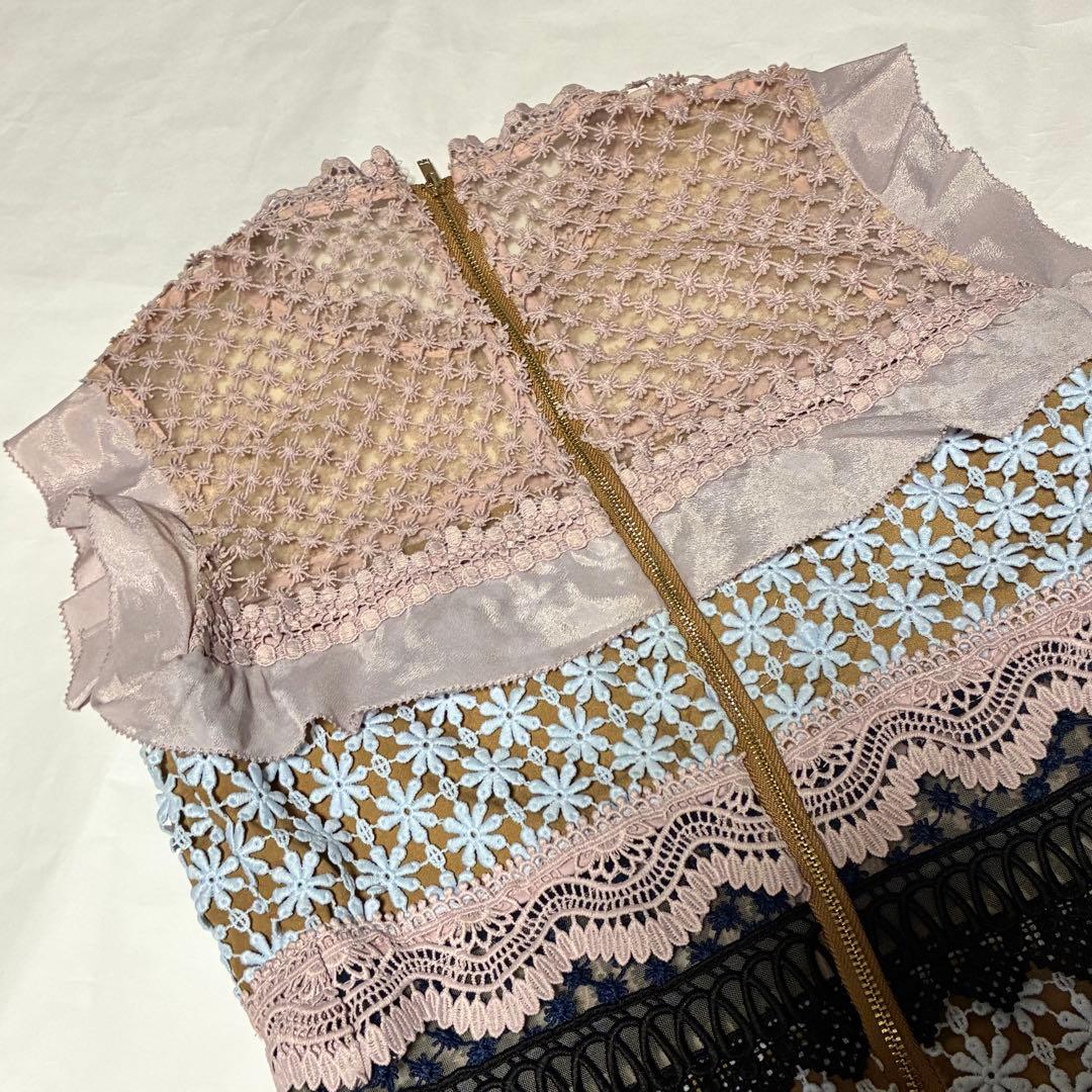 セルフポートレート　ワンピース　ノースリーブ　レース　フリル　パーティー