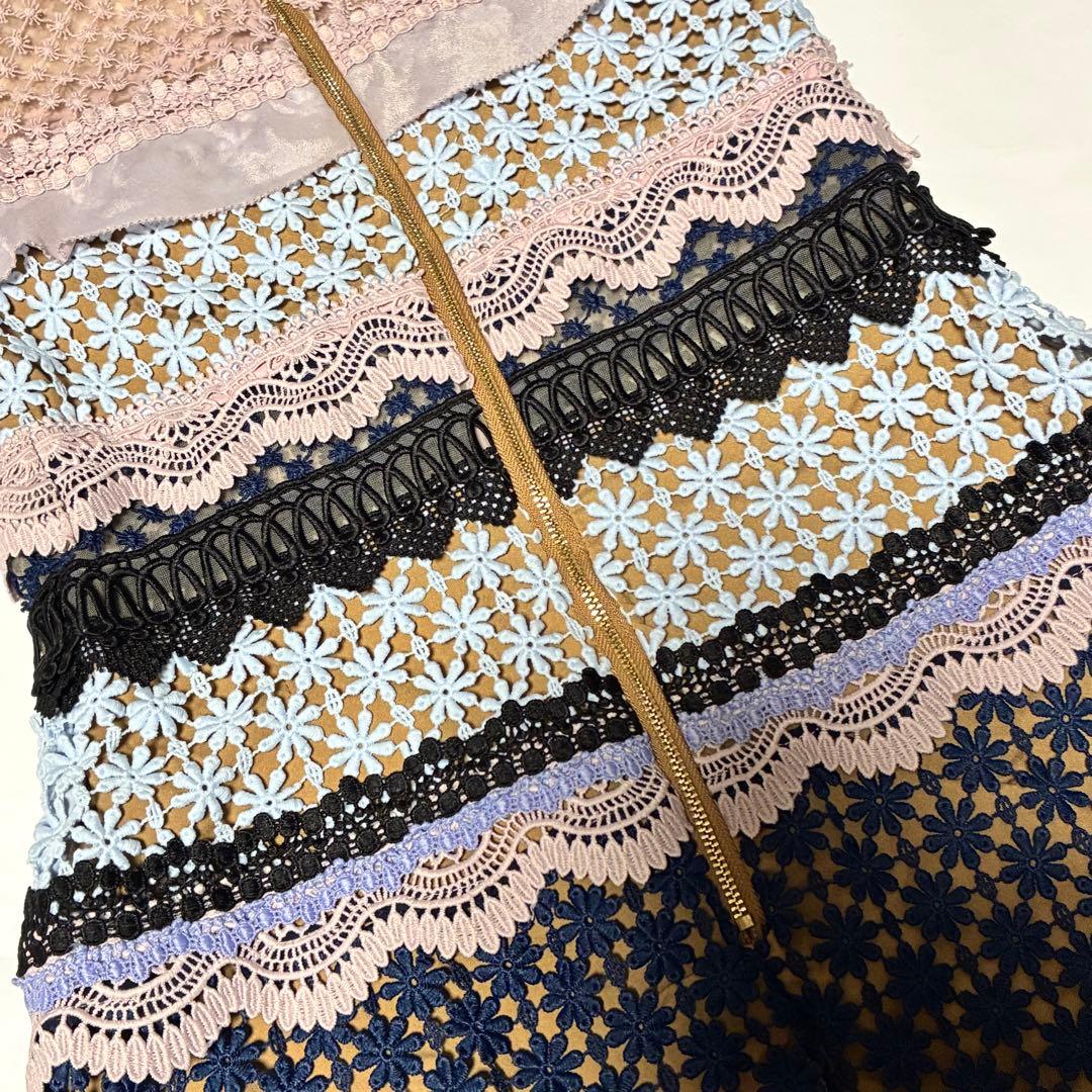 セルフポートレート　ワンピース　ノースリーブ　レース　フリル　パーティー