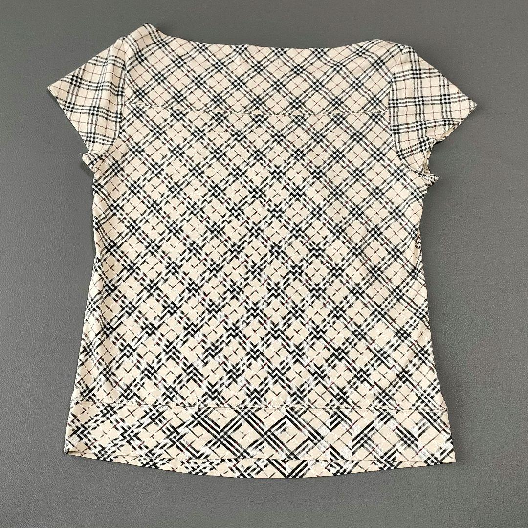 【美品】バーバリーブルーレーベルコットンカットソー　ノバチェック　ホースロゴ刺繍