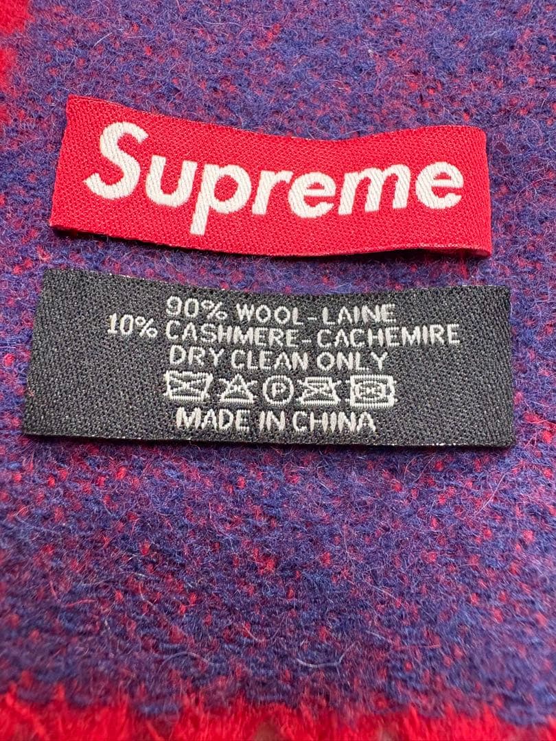 【限定特価】【極美品】supreme シュプリームマフラー ネイビー × レッド