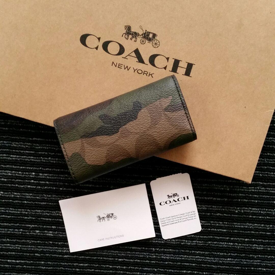 COACH キーケース F11981 新品 ♡最新作♡ マホガニー 迷彩 メンズ