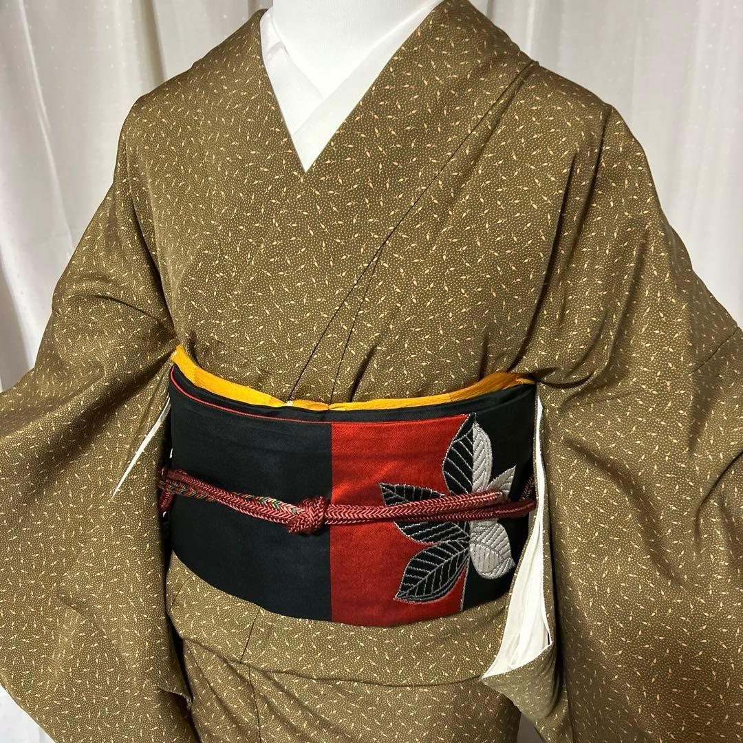 ま*ー様 未使用近い　美品　袷　さが美　正絹　江戸小紋　フルセット　西陣唐織名古