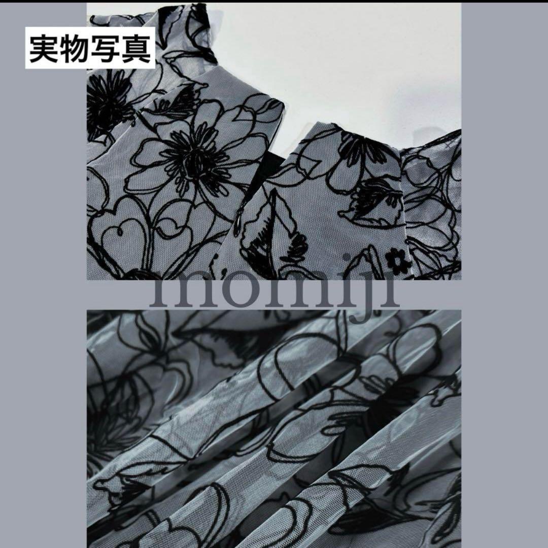 L 新品 ワンピース ドレス レディース ロング 結婚式 レース 花柄