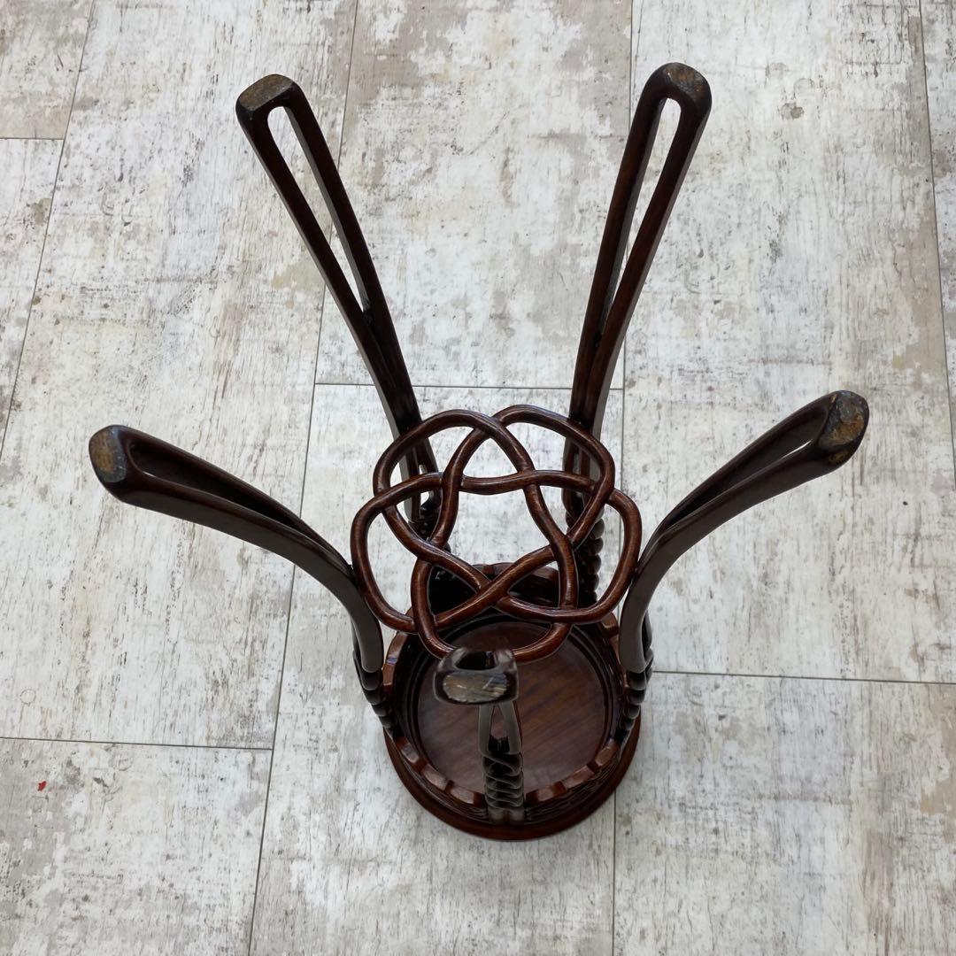 唐木 花梨無垢 透かし彫り 猫脚 花台 飾り台 花瓶スタンド ダークブラウン